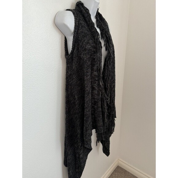 Mossimo Supply Co Black Open Front Sleeveless Vest Fringe Womens M Festival Boho - Picture 2 of 6